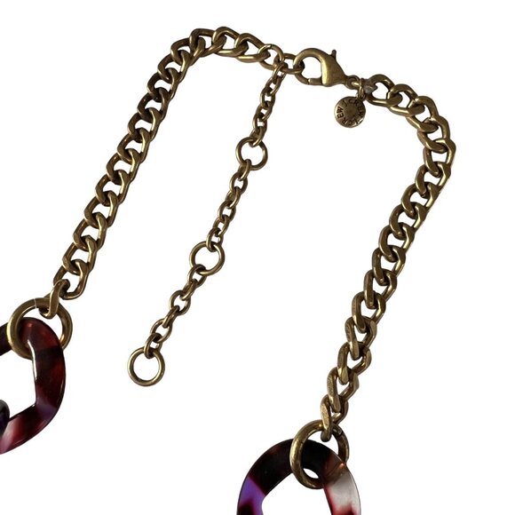 J.Crew Chunky Purple Marbled Acrylic Chain Link Necklace With Brass Tone… - Picture 7 of 9